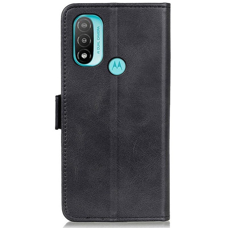 Leren Hoesje voor Moto E40 / E30 / E20 Dubbele Sluiting