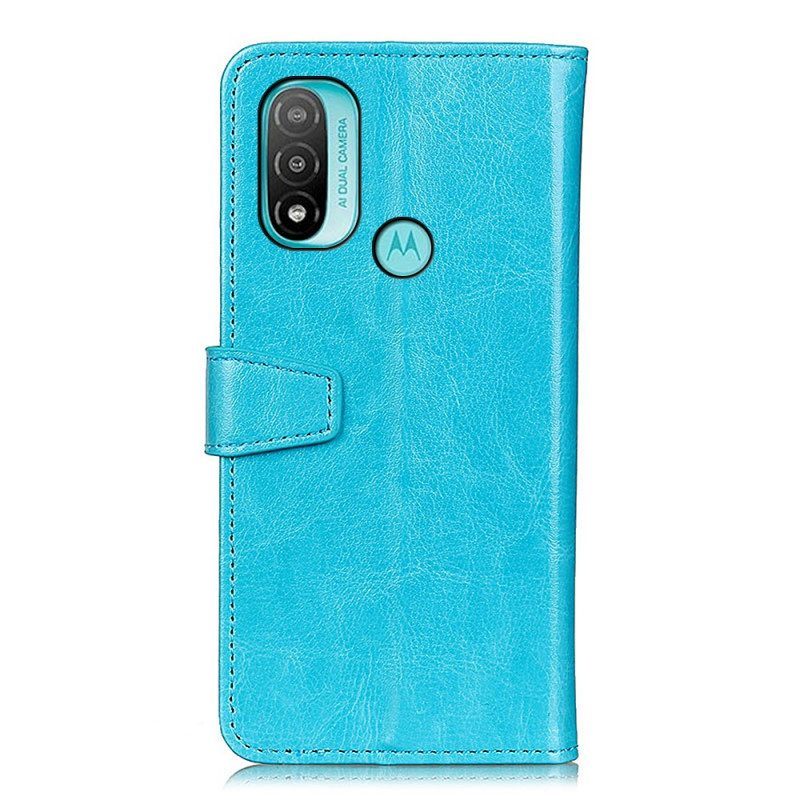 Leren Hoesje voor Moto E40 / E30 / E20 Eenvoudig Glanzend Leereffect