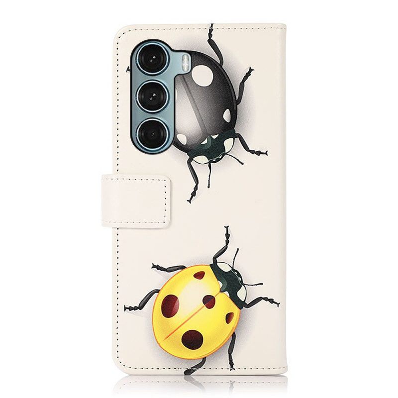 Leren Hoesje voor Moto G200 5G Lieveheersbeestjes