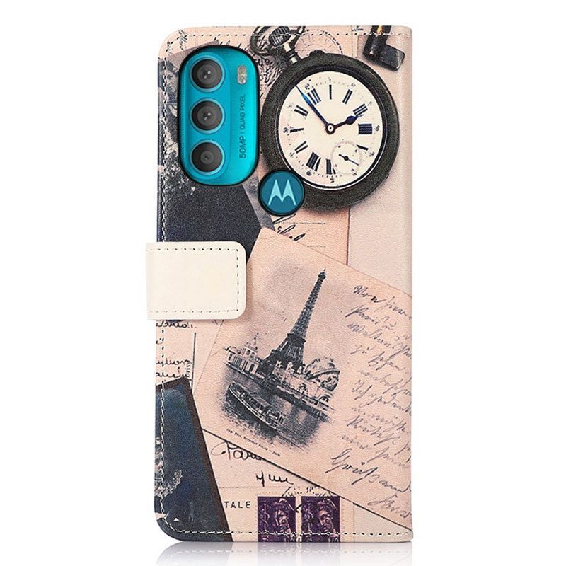 Leren Hoesje voor Moto G71 5G Dichters Eiffeltoren