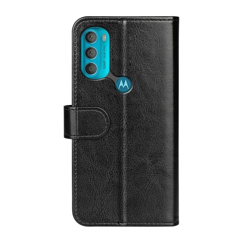 Leren Hoesje voor Moto G71 5G Leer-effect