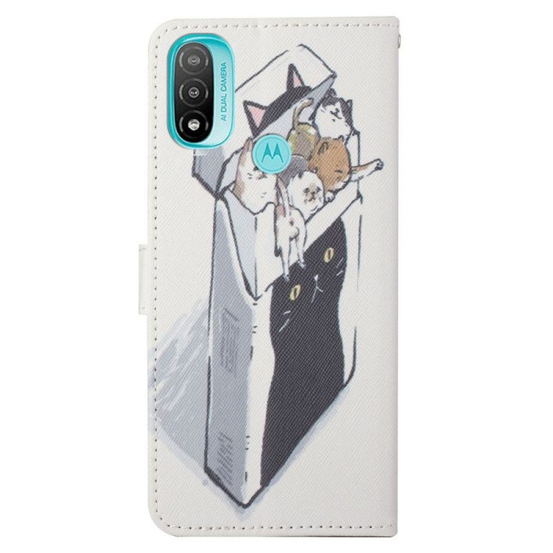 Leren Hoesje voor Moto G71 5G Met Ketting Levering Katten Met Strings