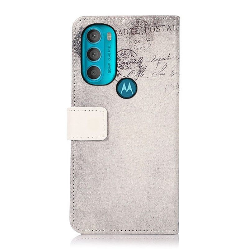 Leren Hoesje voor Moto G71 5G Reiziger Kat