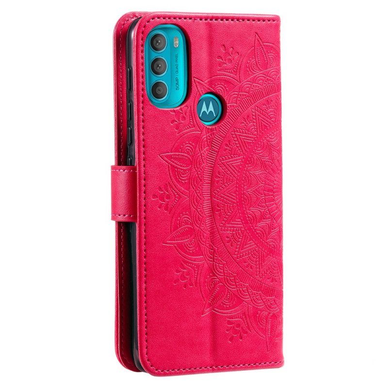 Leren Hoesje voor Moto G71 5G Zon Mandala