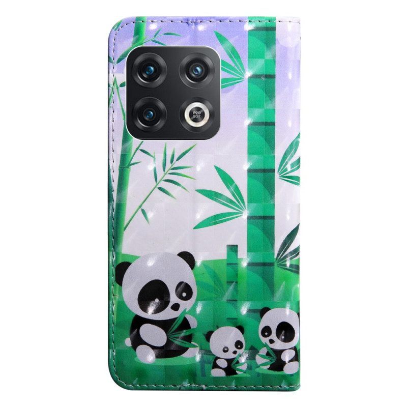 Leren Hoesje voor OnePlus 10 Pro 5G Met Ketting String Panda's