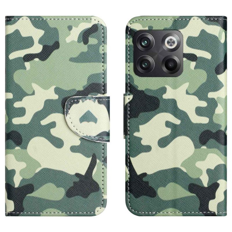 Leren Hoesje voor OnePlus 10T 5G Militaire Camouflage