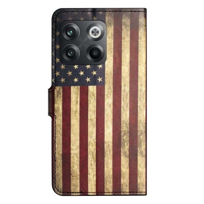 Leren Hoesje voor OnePlus 10T 5G Vintage Amerikaanse Vlag