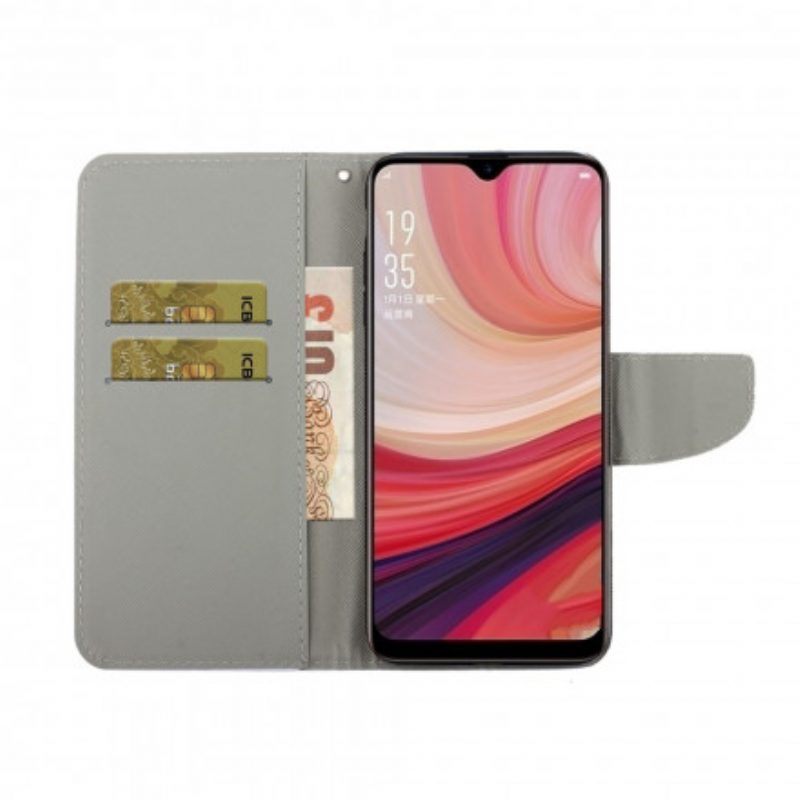 Leren Hoesje voor Oppo A15 Kattenverhalen Met Lanyard