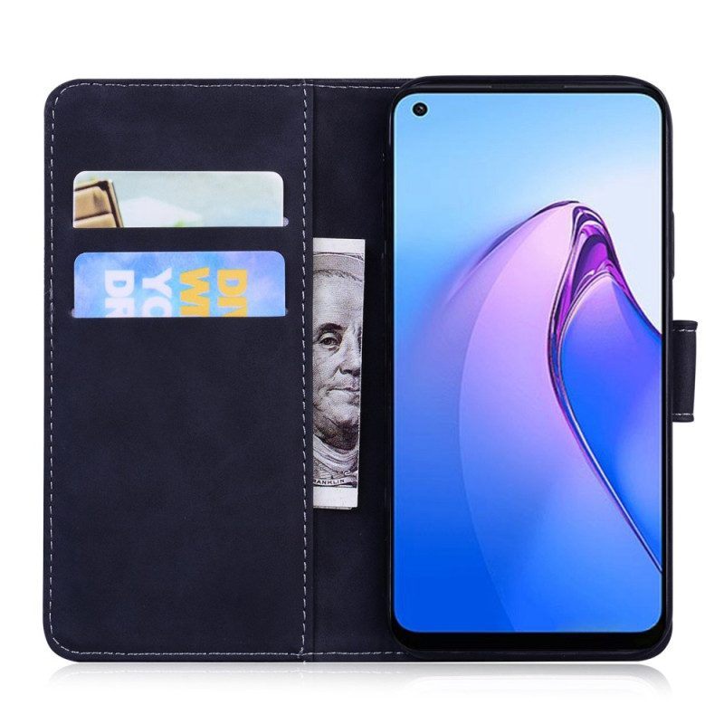 Leren Hoesje voor Oppo Reno 8 Pro Tijger Voetafdruk