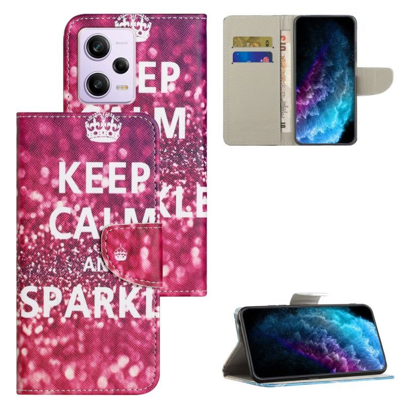 Leren Hoesje voor Poco X5 5G Met Ketting Houd Kalm Band