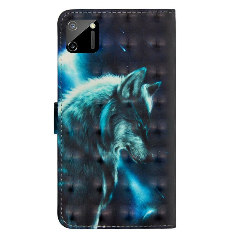 Leren Hoesje voor Realme C11 Majestueuze Wolf