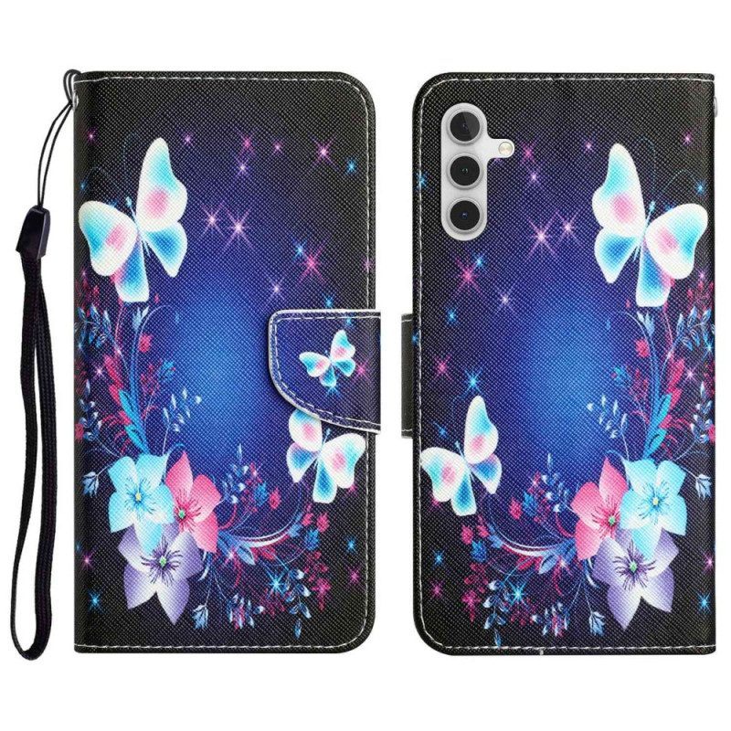 Leren Hoesje voor Samsung Galaxy A14 / A14 5G Met Ketting Driehoeken Met Lanyard