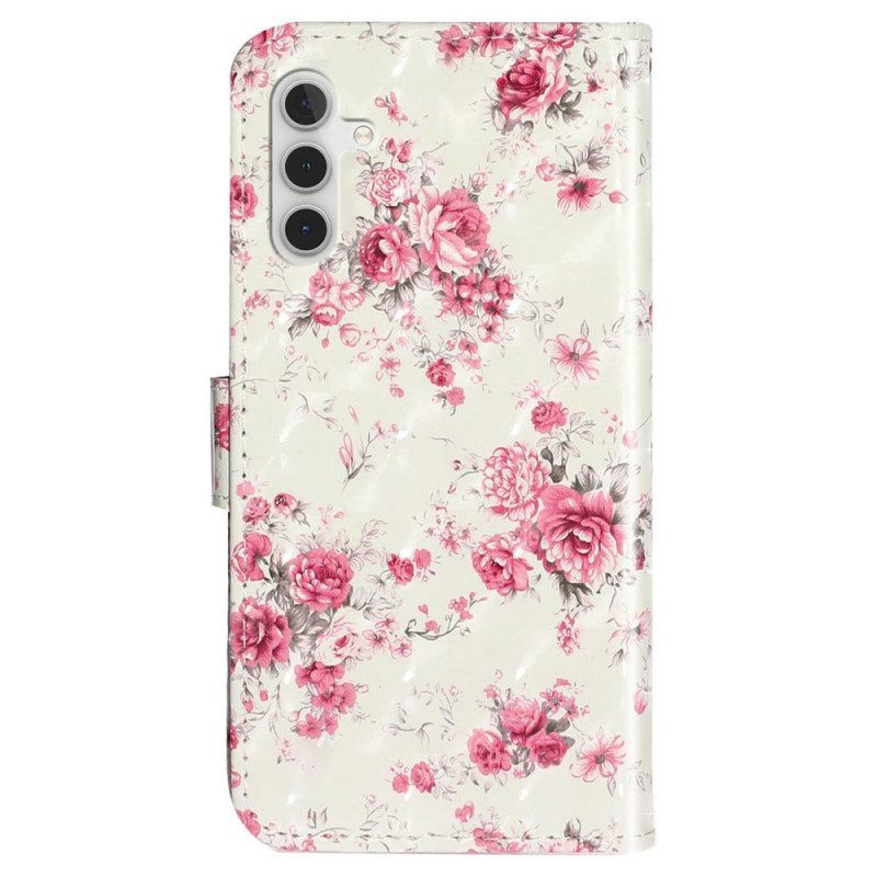 Leren Hoesje voor Samsung Galaxy A14 / A14 5G Met Ketting Strakke Mandala