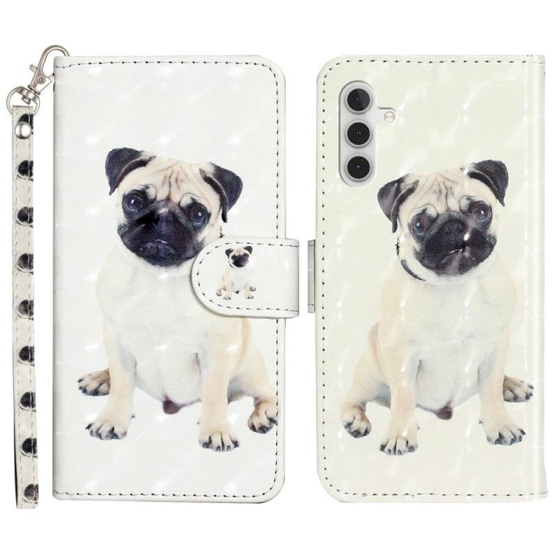 Leren Hoesje voor Samsung Galaxy A14 / A14 5G Met Ketting String Safari Dieren