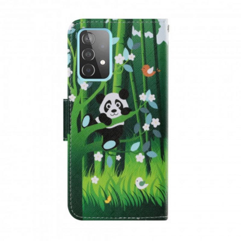 Leren Hoesje voor Samsung Galaxy A52 4G / A52 5G / A52s 5G Panda Wandeling