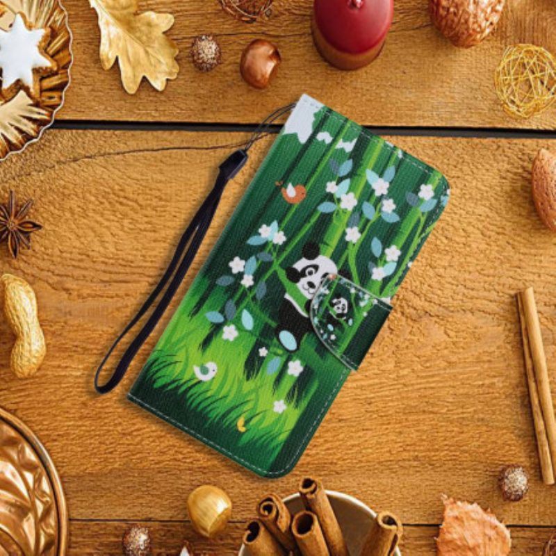 Leren Hoesje voor Samsung Galaxy A52 4G / A52 5G / A52s 5G Panda Wandeling