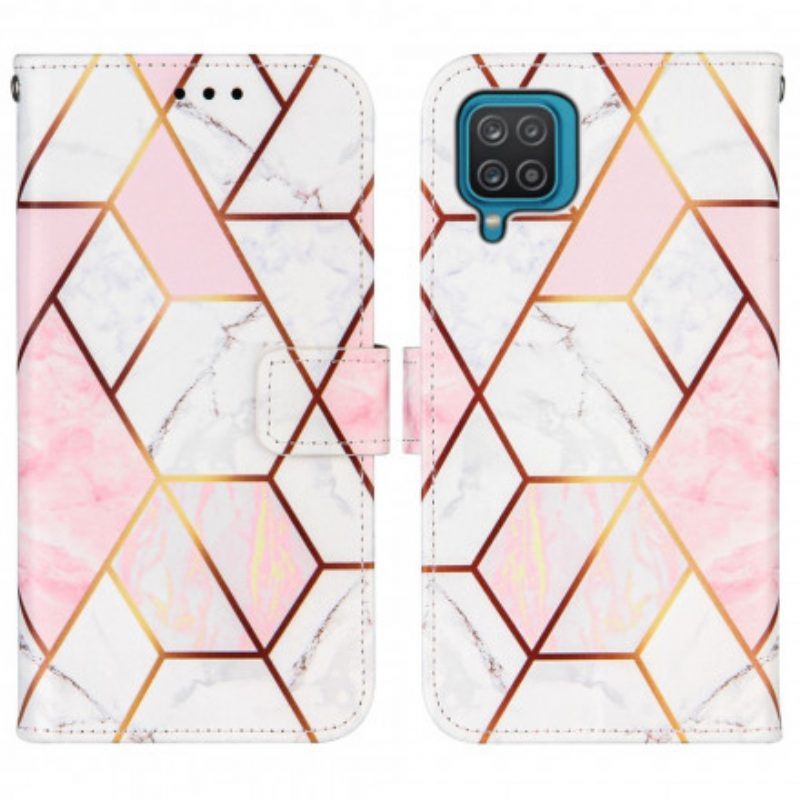 Leren Hoesje voor Samsung Galaxy M12 / A12 Geometrisch Marmer