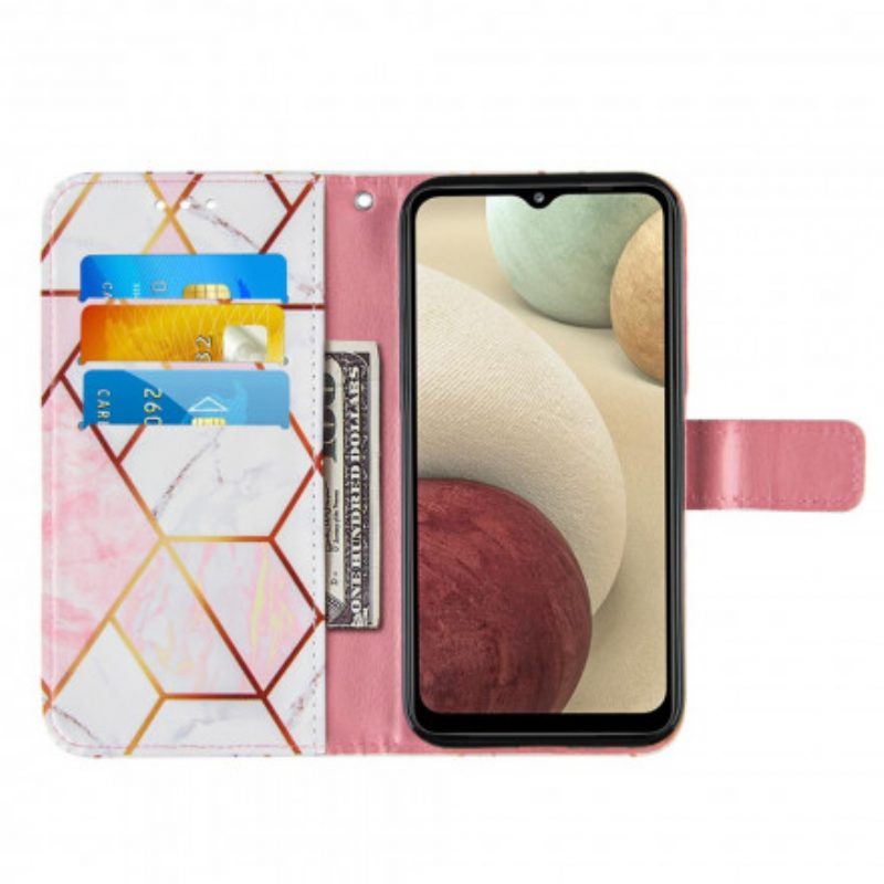 Leren Hoesje voor Samsung Galaxy M12 / A12 Geometrisch Marmer