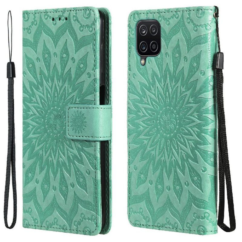 Leren Hoesje voor Samsung Galaxy M12 / A12 Zonnebloem