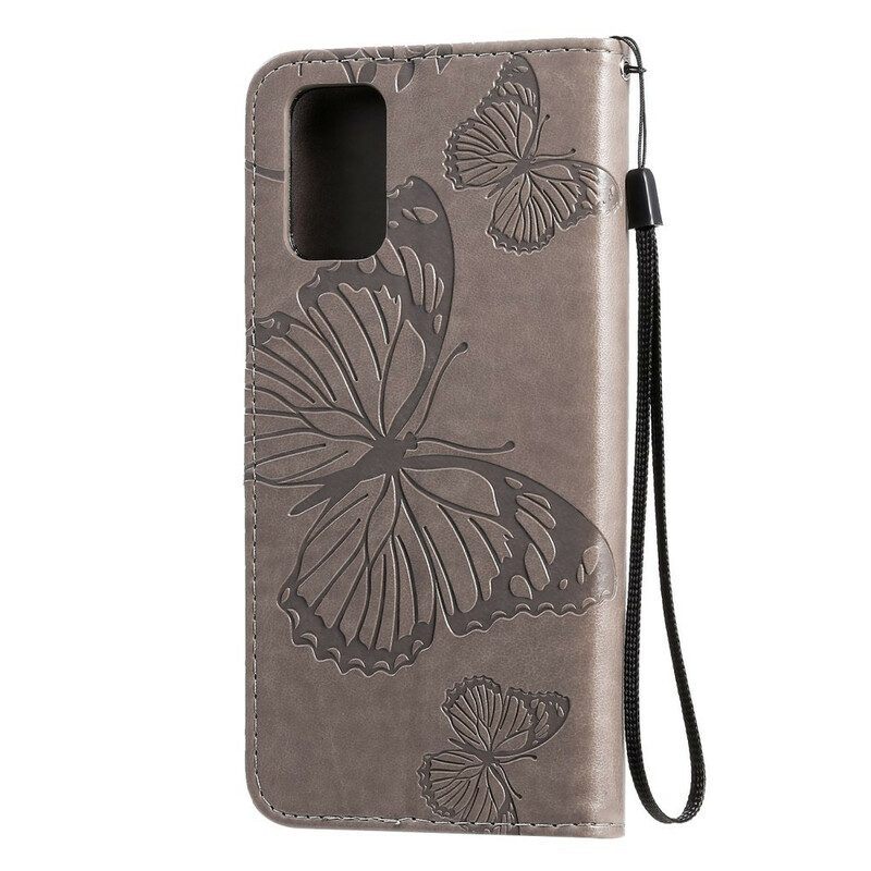 Leren Hoesje voor Samsung Galaxy S20 Plus / S20 Plus 5G Met Ketting Gigantische Riemvlinders