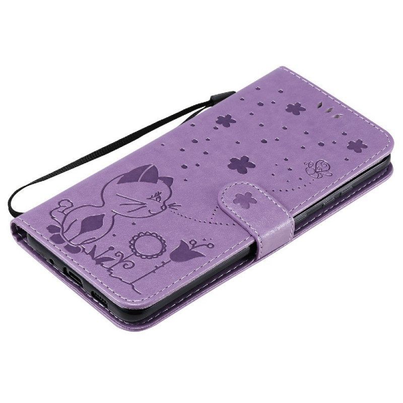 Leren Hoesje voor Samsung Galaxy S20 Plus / S20 Plus 5G Met Ketting Kat En Bij Met Lanyard