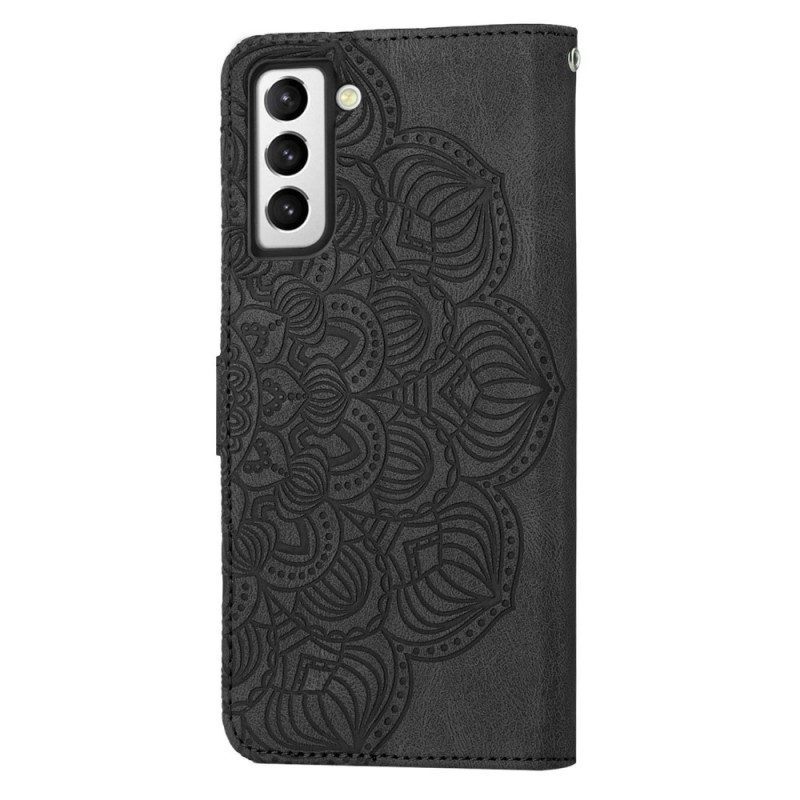 Leren Hoesje voor Samsung Galaxy S23 5G Met Ketting Strakke Mandala