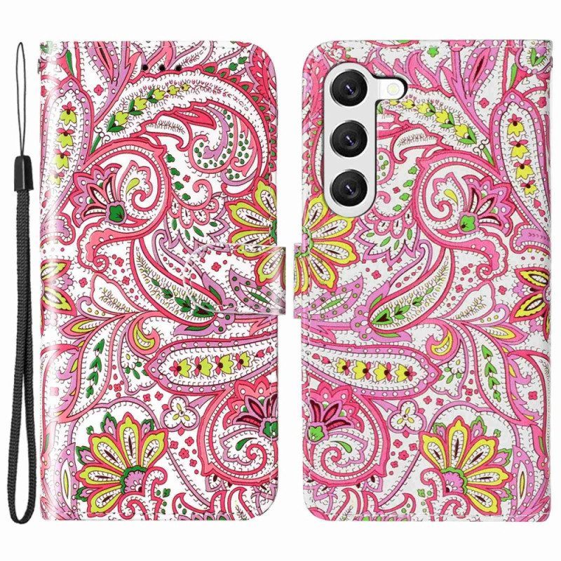 Leren Hoesje voor Samsung Galaxy S23 Plus 5G Met Ketting Kasjmierstijl Met Bandjes