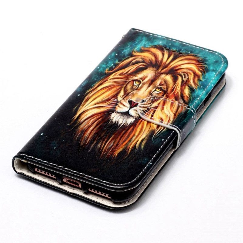 Leren Hoesje voor Samsung Galaxy S23 Plus 5G Met Ketting Lanyard Leeuw