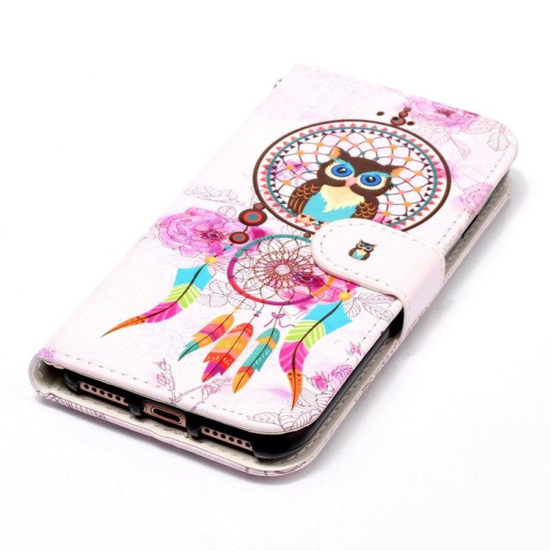 Leren Hoesje voor Samsung Galaxy S23 Plus 5G Met Ketting Uil Dromenvanger Met Riem