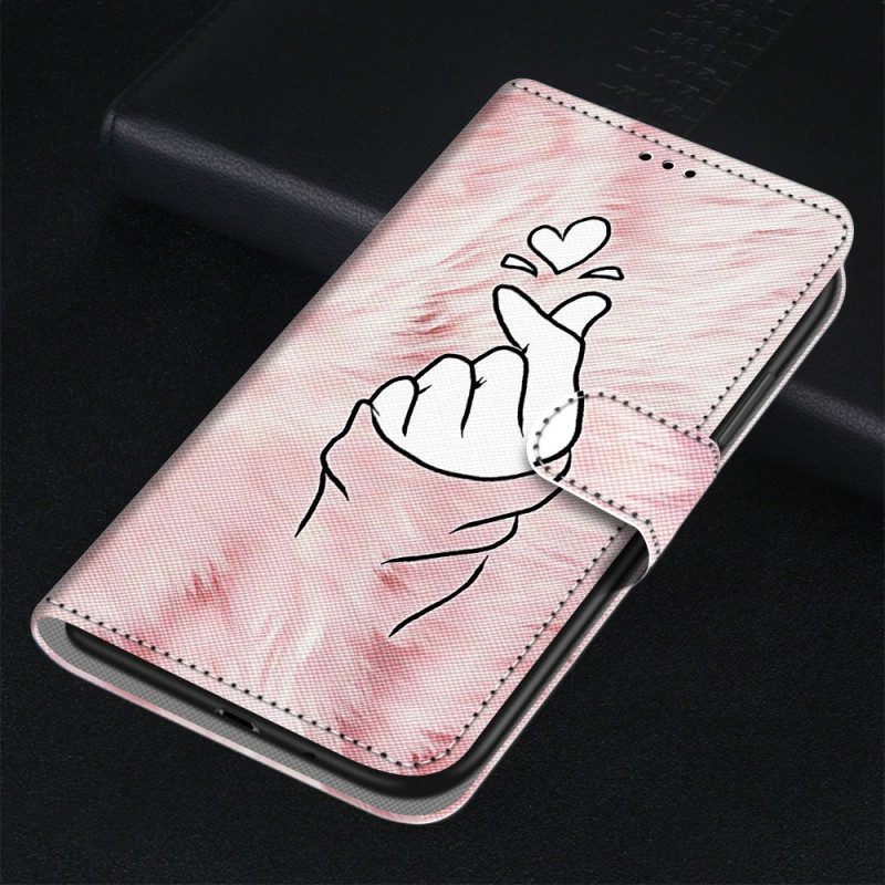 Leren Hoesje voor Samsung Galaxy S23 Ultra 5G Vinger Hart