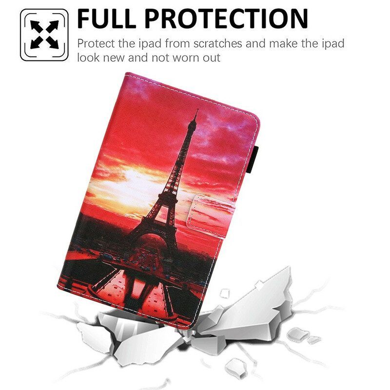 Leren Hoesje voor Samsung Galaxy Tab A7 Lite Zonsondergang Eiffeltoren