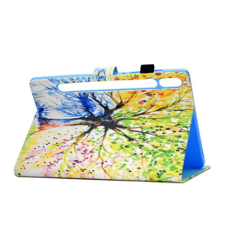 Leren Hoesje voor Samsung Galaxy Tab S8 / Tab S7 Aquarel Boom