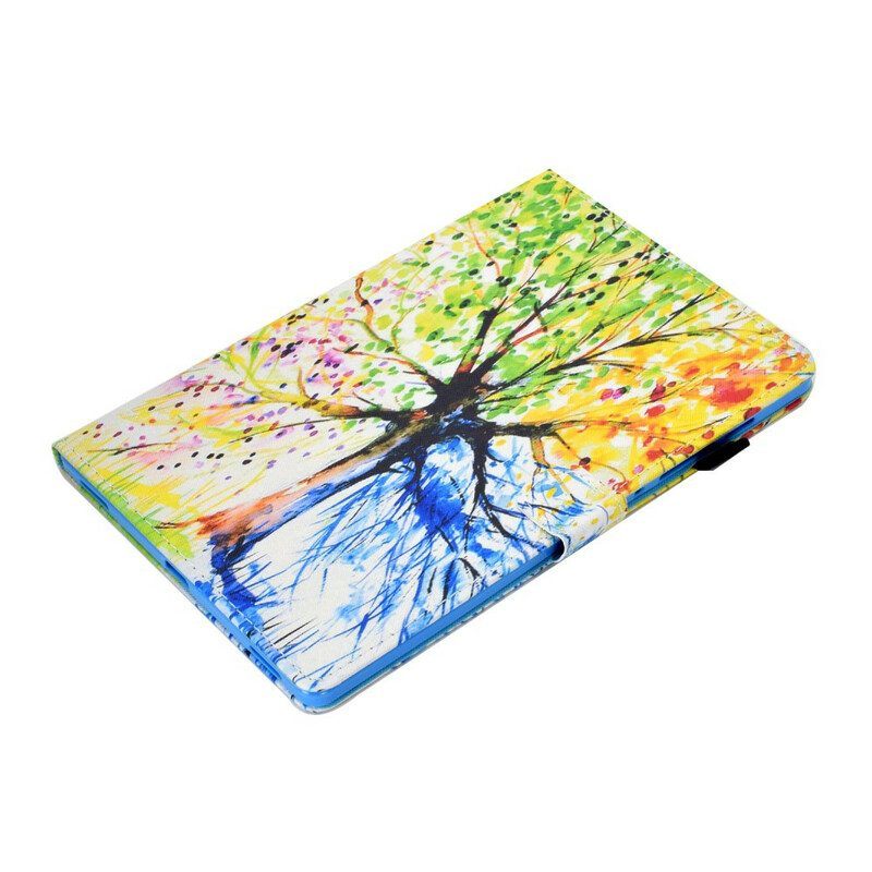 Leren Hoesje voor Samsung Galaxy Tab S8 / Tab S7 Aquarel Boom