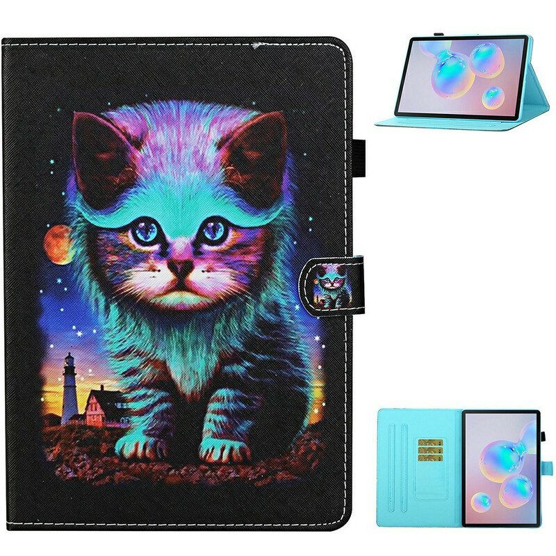 Leren Hoesje voor Samsung Galaxy Tab S8 / Tab S7 Elektrische Kat