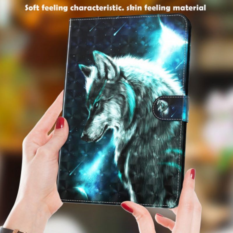 Leren Hoesje voor Samsung Galaxy Tab S8 / Tab S7 Kunstleer Wolf