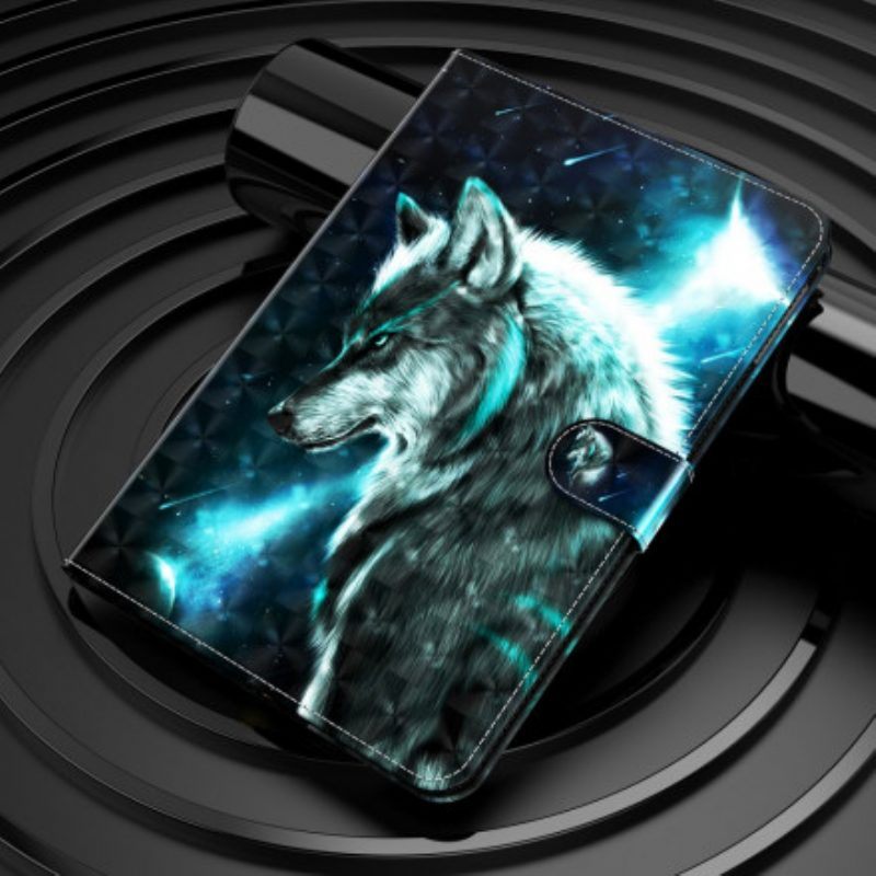 Leren Hoesje voor Samsung Galaxy Tab S8 / Tab S7 Kunstleer Wolf