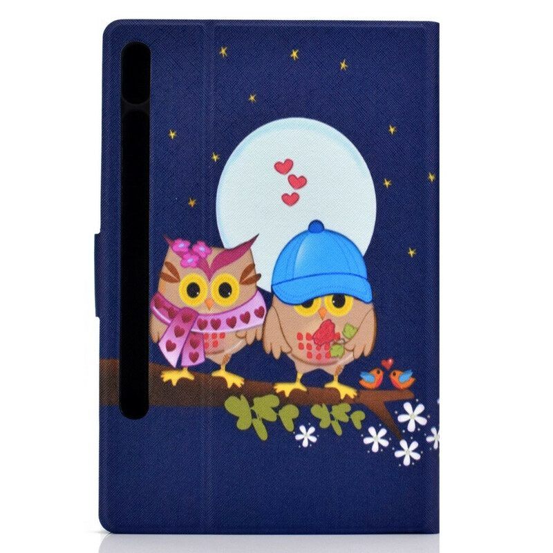 Leren Hoesje voor Samsung Galaxy Tab S8 / Tab S7 Leuke Uilen