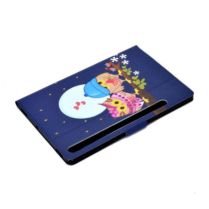 Leren Hoesje voor Samsung Galaxy Tab S8 / Tab S7 Leuke Uilen