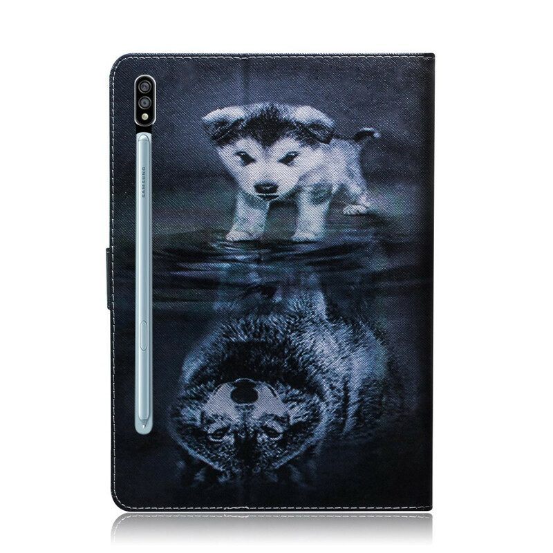 Leren Hoesje voor Samsung Galaxy Tab S8 / Tab S7 Puppy-droom