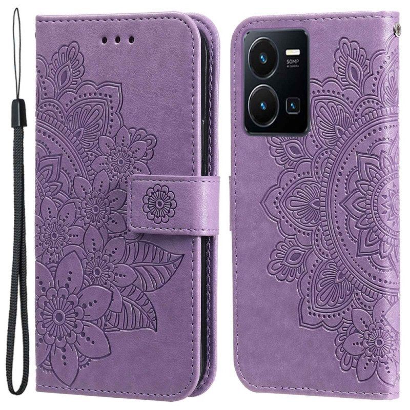 Leren Hoesje voor Vivo Y35 Met Ketting Strakke Mandala