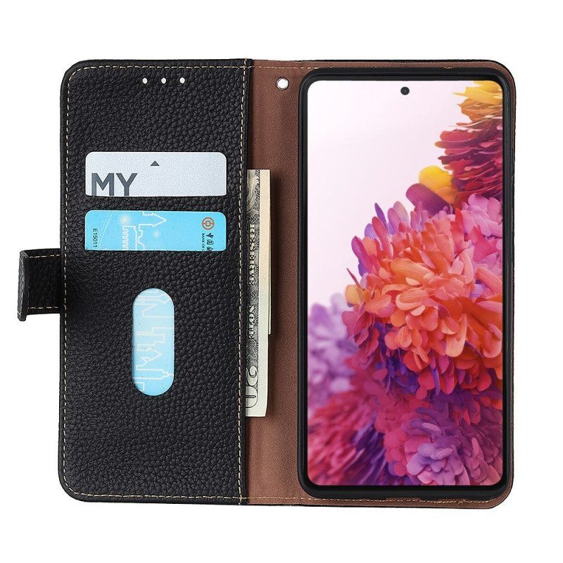 Leren Hoesje voor Vivo Y76 5G Khazneh Lychee Leer