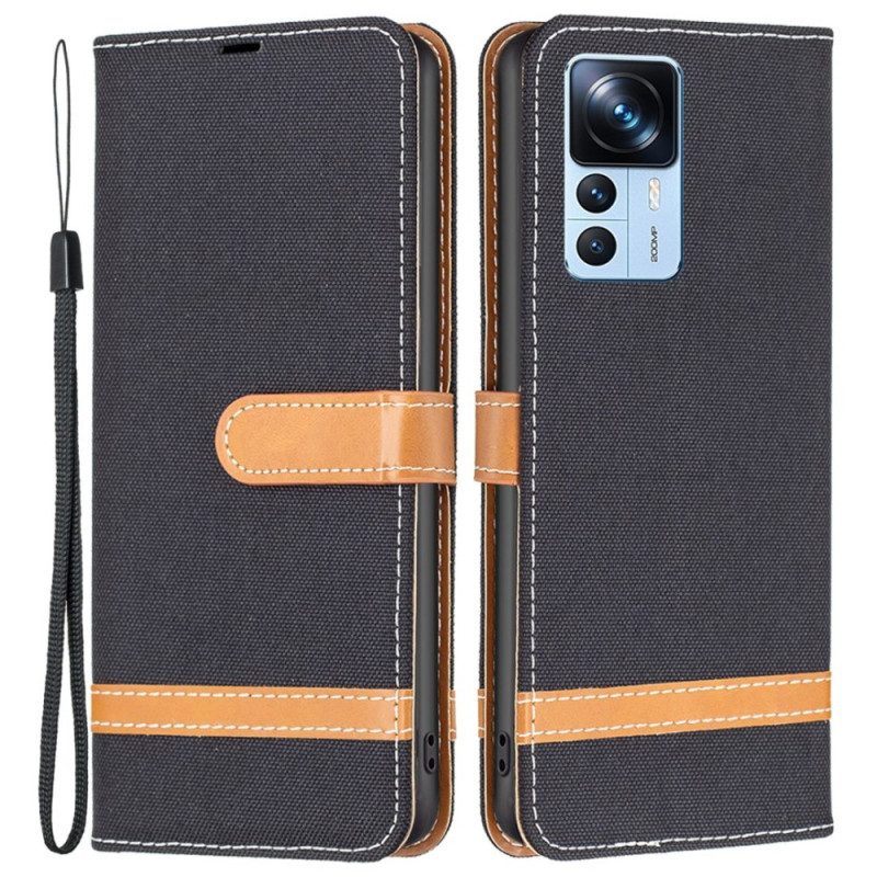 Leren Hoesje voor Xiaomi 12T / 12T Pro Met Ketting Band Van Stof En Leereffect