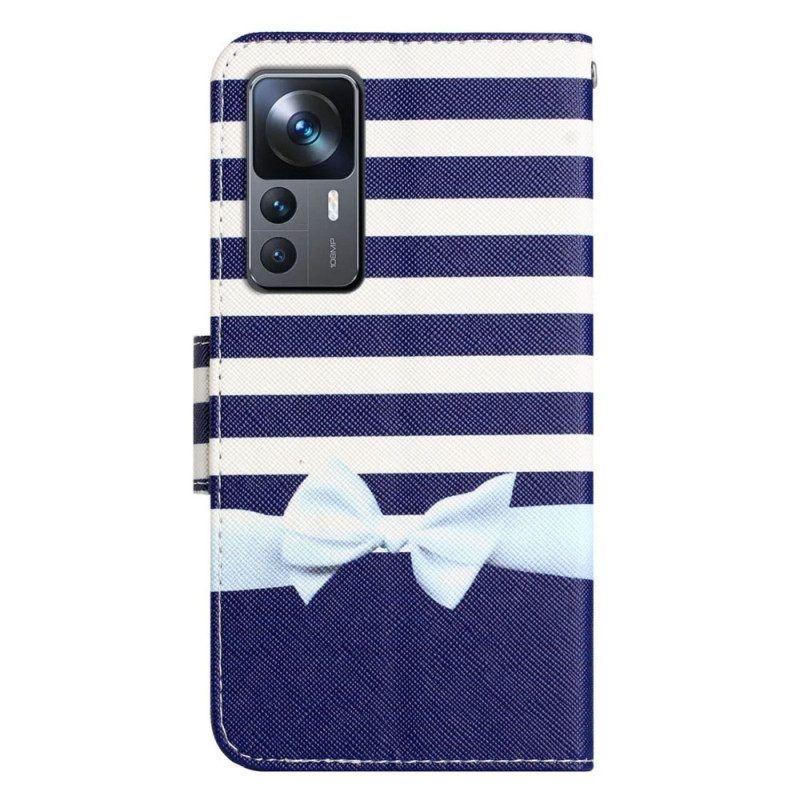 Leren Hoesje voor Xiaomi 12T / 12T Pro Met Ketting Marine Band