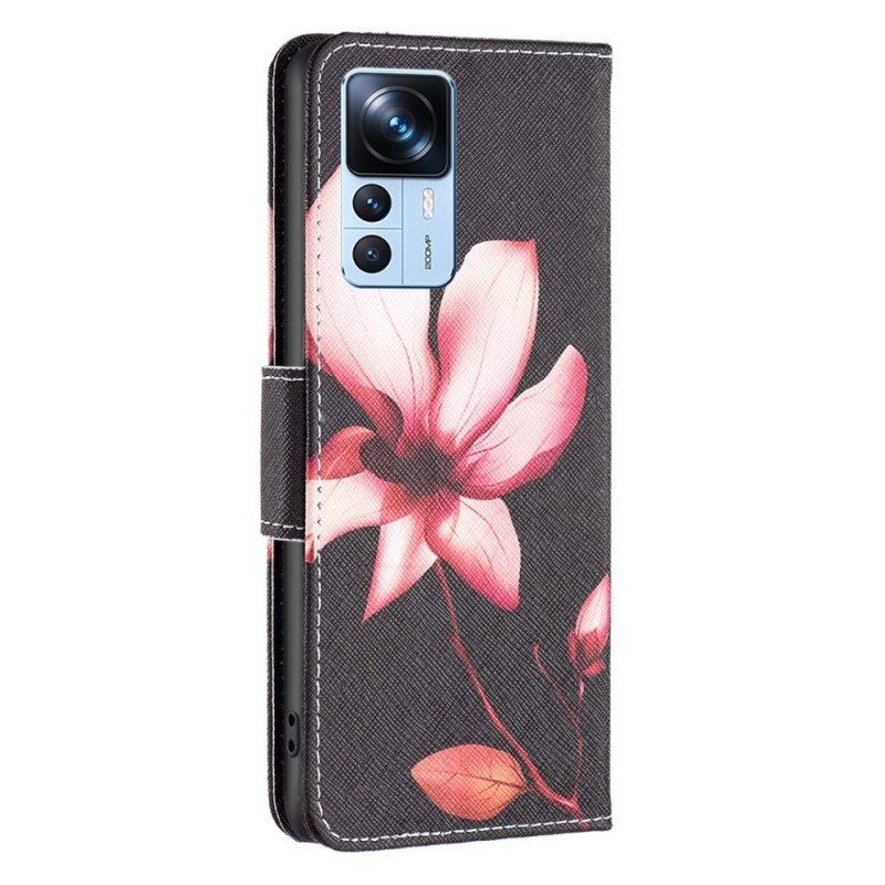 Leren Hoesje voor Xiaomi 12T / 12T Pro Roze Bloem