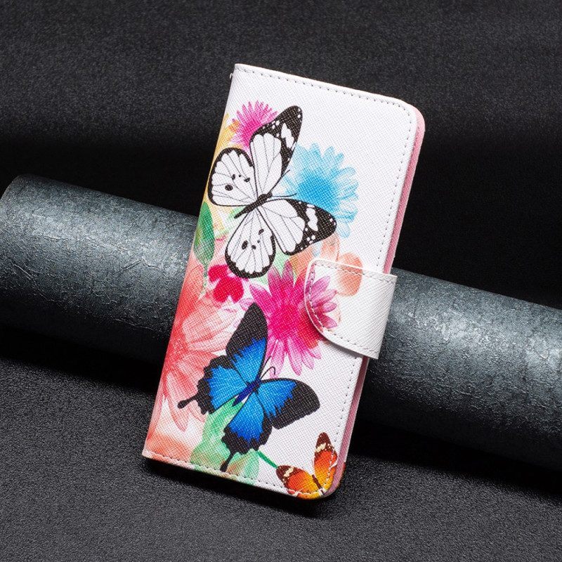 Leren Hoesje voor Xiaomi 13 Lite Aquarel Vlinders