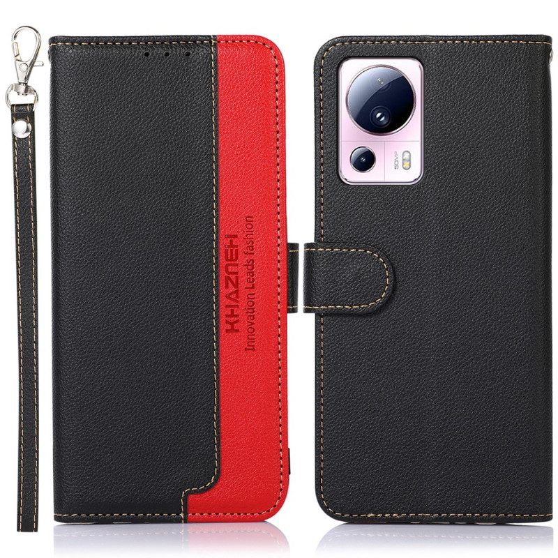 Leren Hoesje voor Xiaomi 13 Lite Lychee-stijl Rfid Khazneh