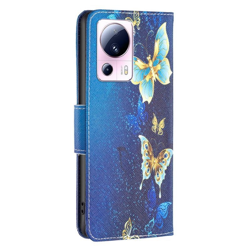 Leren Hoesje voor Xiaomi 13 Lite Vlinders