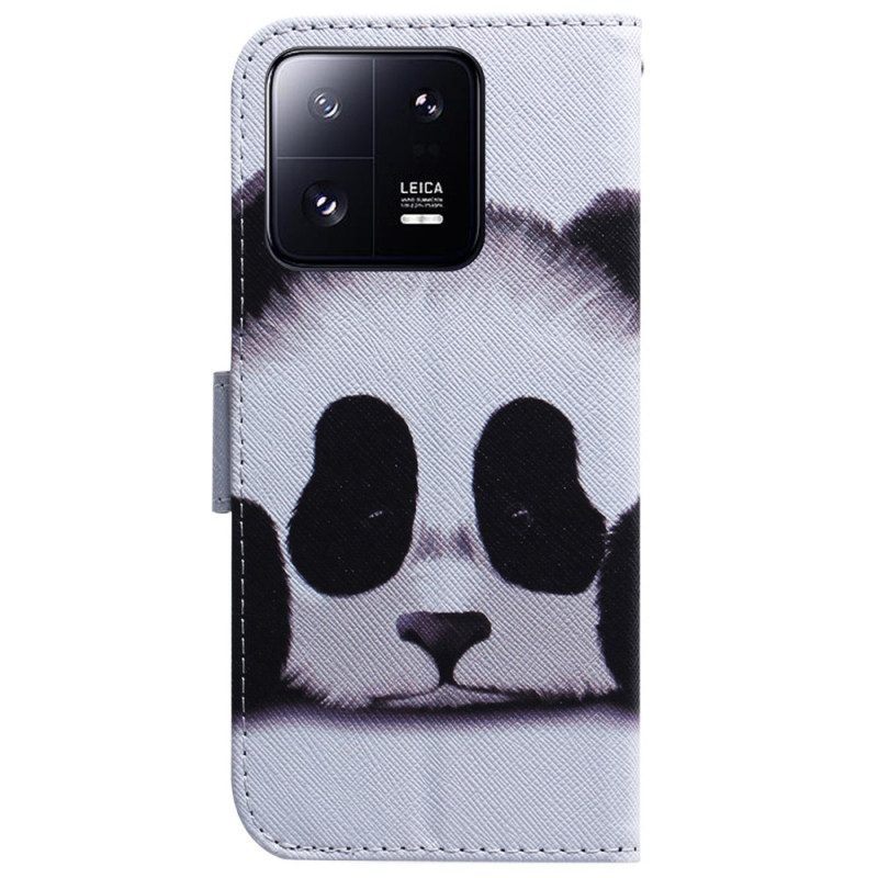 Leren Hoesje voor Xiaomi 13 Pro Met Ketting Strakke Panda