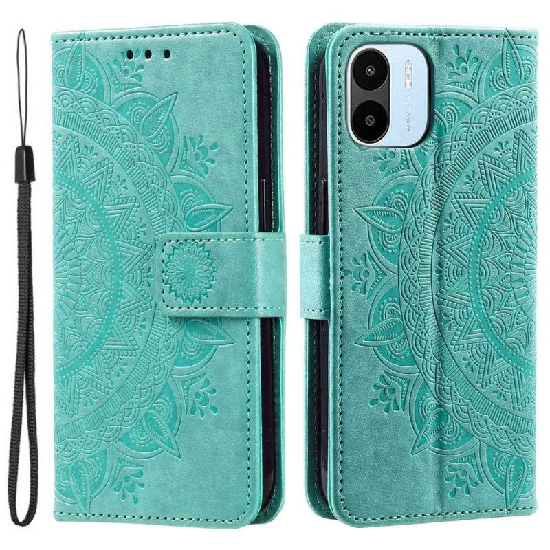 Leren Hoesje voor Xiaomi Redmi A1 Zon Mandala