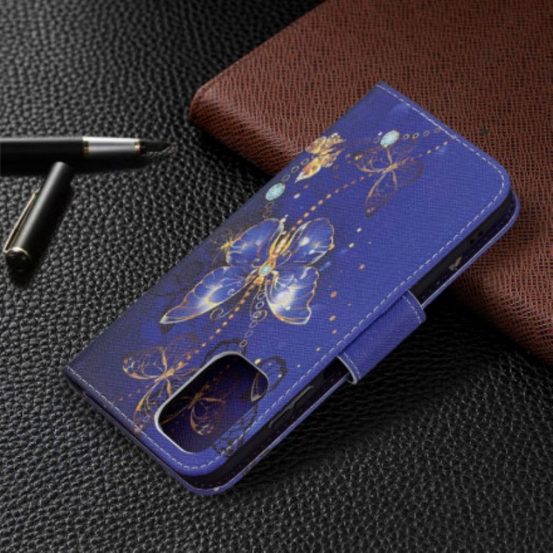 Leren Hoesje voor Xiaomi Redmi Note 10 / 10S Gouden Vlinders